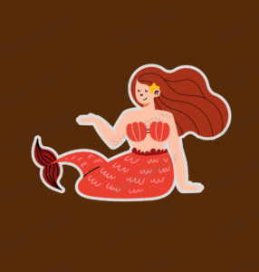 Mermaid  Vector With Brown Background