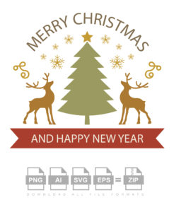 Happy New Year Merry Christmas Vector