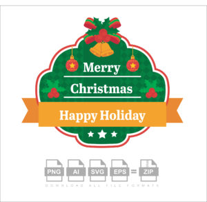 Merry Christmas Happy Holiday Vector