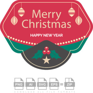Merry Christmas Happy New Year Design Vector