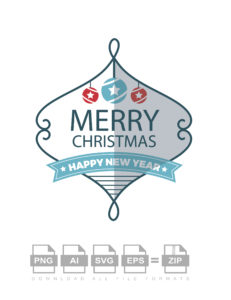 Merry Christmas Happy New Year Design Vector Icon