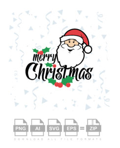 Merry Christmas Santa Claus Face Vector