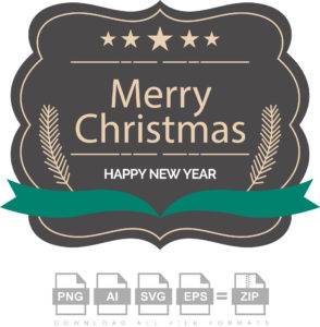 Merry Christmas Vintage Label Design Vector