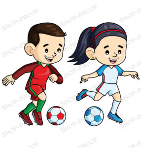 Two Children Playing Soccers