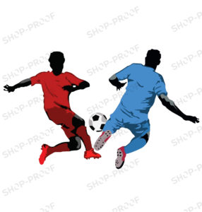 Two Hide  Man kicking Soccer