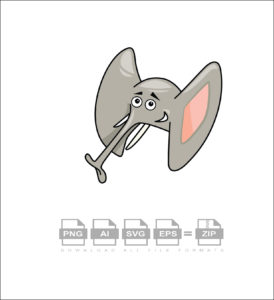 Cartoon Elephant Flying With His Ear Vector