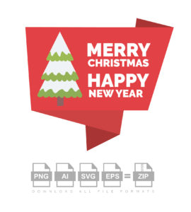 Happy New Year Merry Christmas Ribbon Vector