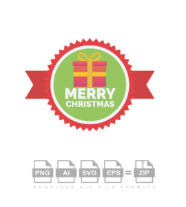 Merry Christmas Logo Vector Ribbon Design