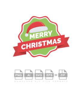 Merry Christmas Ribbon Badge Vector