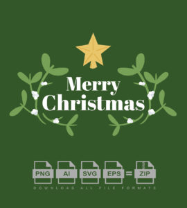 Merry Christmas With Green Background Vector