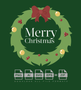 Merry Christmas With Ribbon Vector