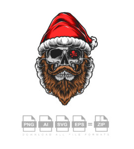 Skull Pirate Christmas Vector