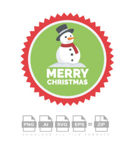 Snow Man Merry Christmas Vector