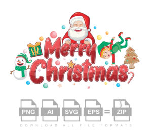 Vector Merry Christmas Sign Icon Cartoon