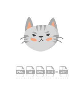 Cartoon Cat Face Cute Pets For Animal Lovers Vector