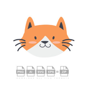Cat Face Emoji Vector In Orange Color