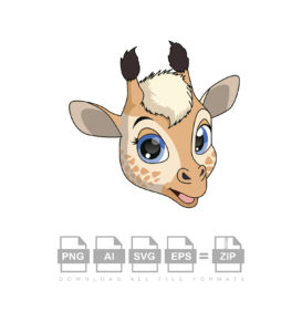 Cute Baby Giraffe Cartoon Character Vector