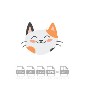 Cute Cat Face Character Vector