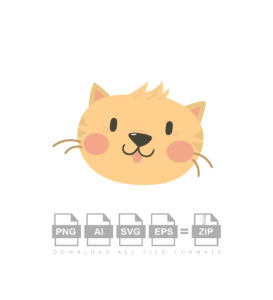 Cute Cat Face Vector