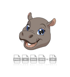 Cute Hippopotamus Baby Cartoon Character Vector