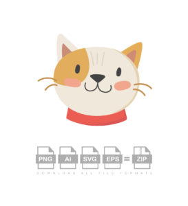 Cute Kitty Cat Kawaii Emotion Face Vector