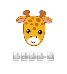 Cute Portrait Giraffe Head Vector