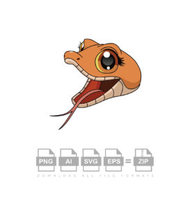 Cute Sweet Kawaii Big Eye Baby Wild Animal Cartoon Snake Vector