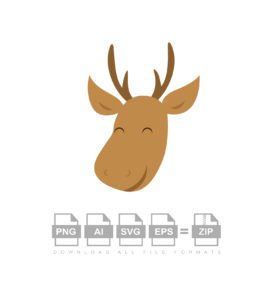 Deer Head Cute Cartoon Vector
