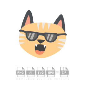 Glasses Cat Face Vector
