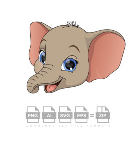 Happy Elephant Face Vector
