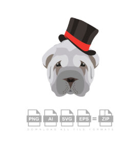 Hat Dog Face Vector