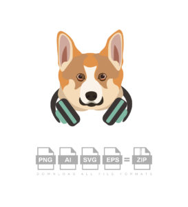 Headphone Dog Vector
