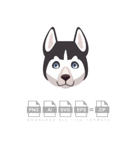 Husky Dog Head Icon Vector