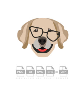 Labrador Retriever Dog In Black Glasses Vector