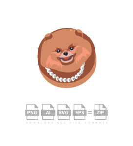 Pomeranian Spitz Longhaired Dog In Necklace Vector