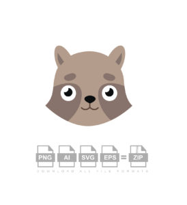 Raccoon Face Vector
