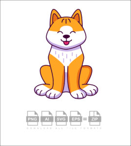 Akita Inu Smiling Is a Breed Dog Sitcute Pet Vector Image