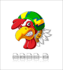 Angry Roaster Wearing Helmet Vector