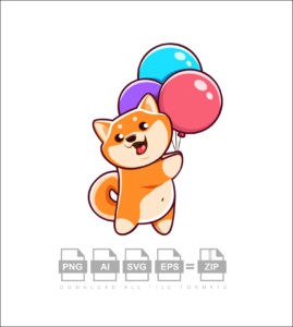 Cartoon Cute Shiba Dog Vector Design