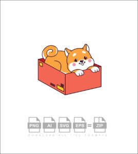 Cartoon Dog Box Vector