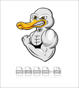 Cartoon Strong Duck Mascot Vector