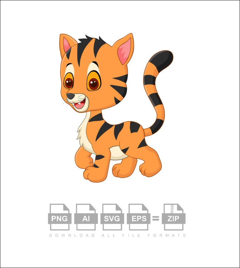 Vector Comic Tiger Cartoon Tiger Vector - Design Shop by AquaDigitizing