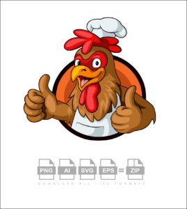 Chicken Chef Cartoon Vector