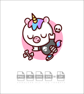 Cute Unicorn With Colorful Hair Vector