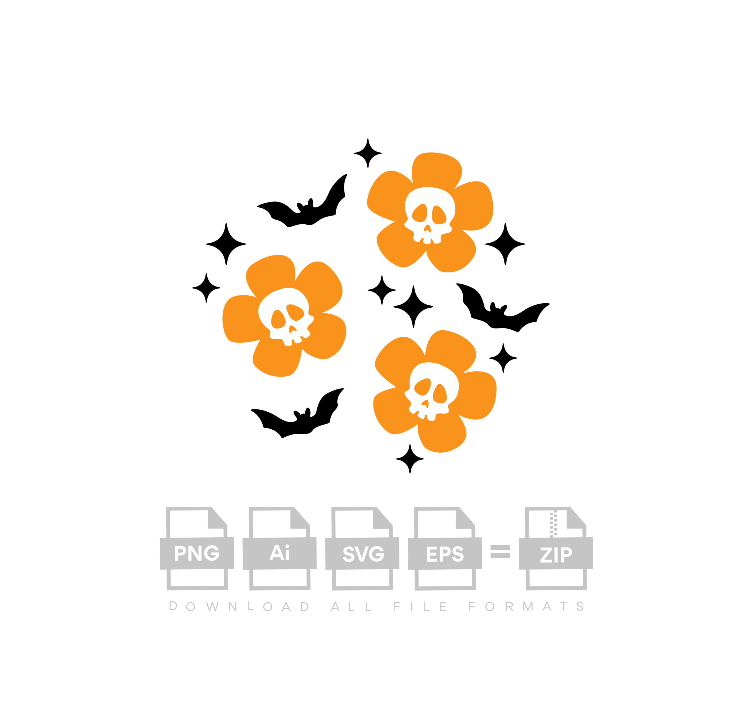 Flower Skull Halloween Vector