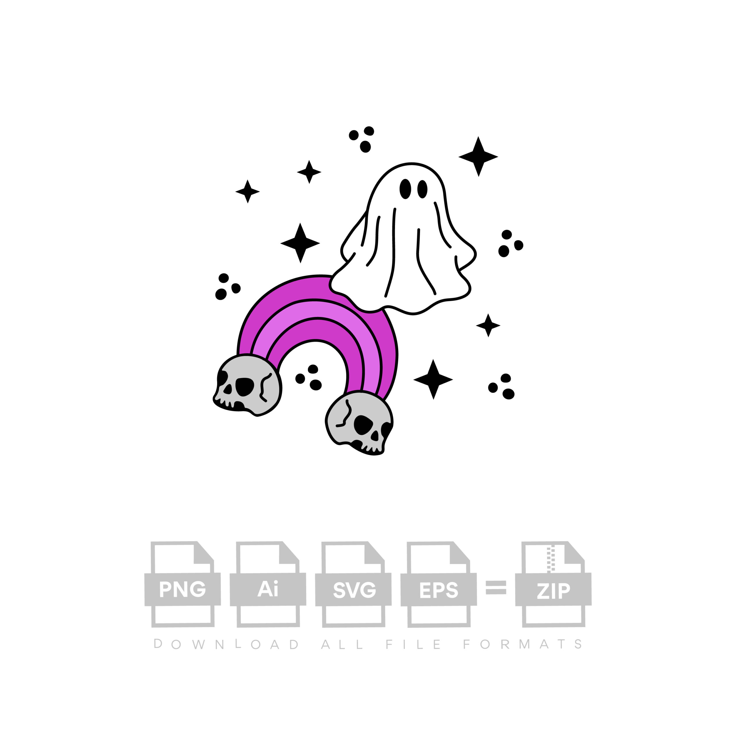Ghost Vector Skull Vector Rainbow Halloween Vector Cut File Cricut Vector