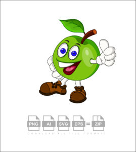 Green Apple Cartoon Vector