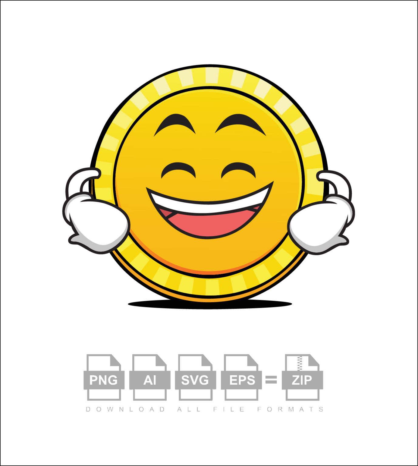 Grining Coin Cartoon Vector - Design Shop by AquaDigitizing