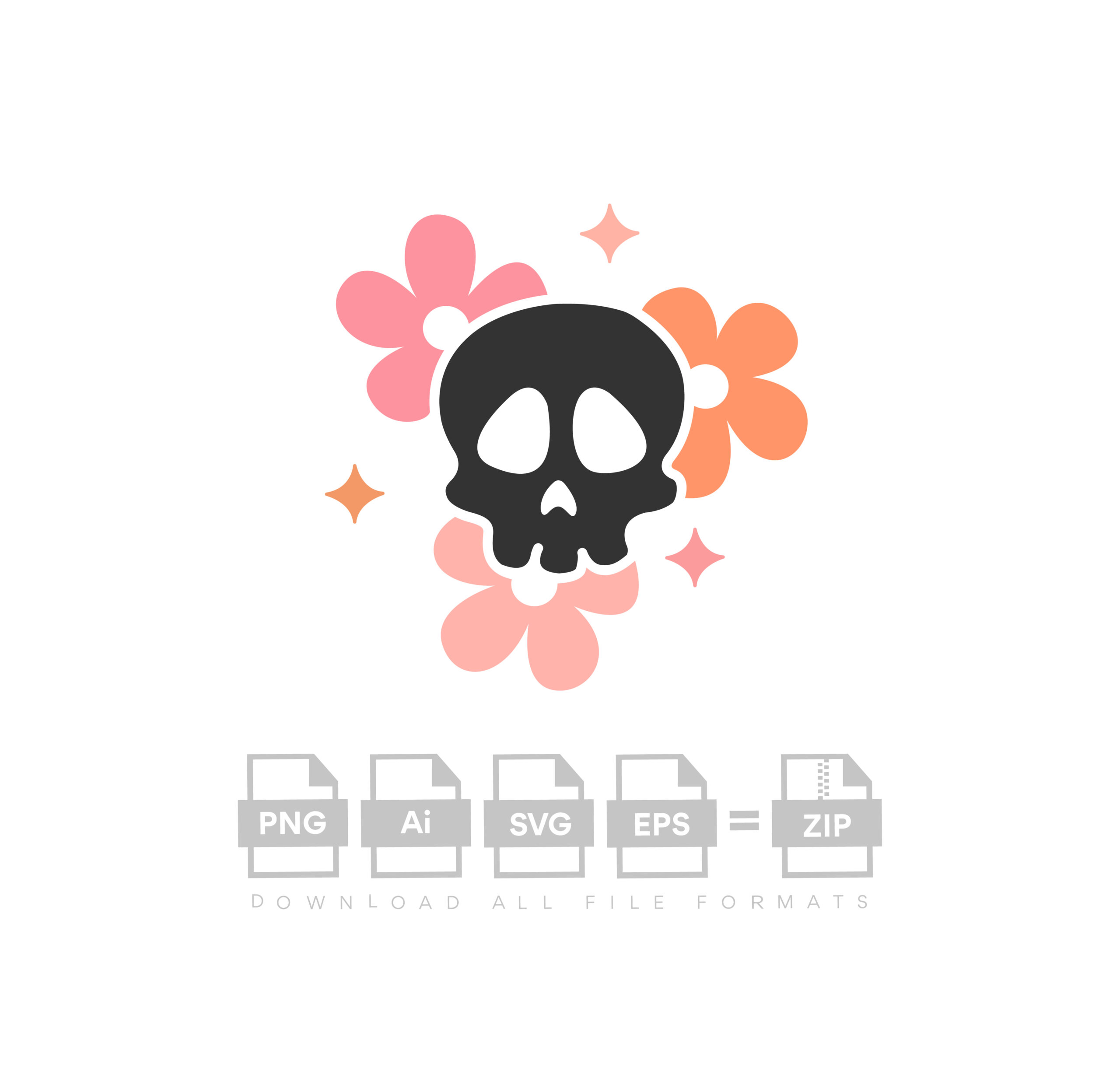 Halloween Flower Skull Vector