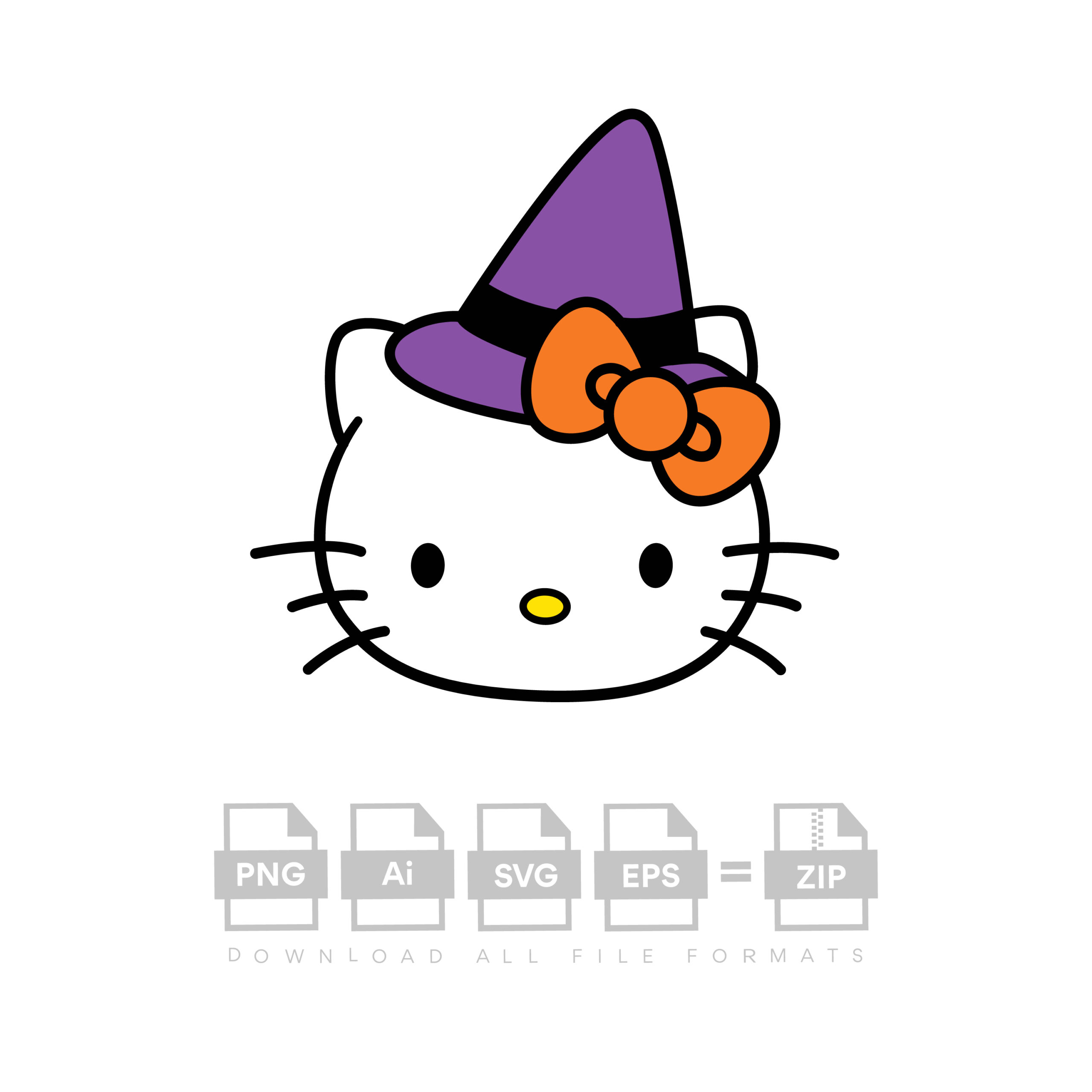 Hello Kitty Witch Vector Halloween Cut File Cricut Vector